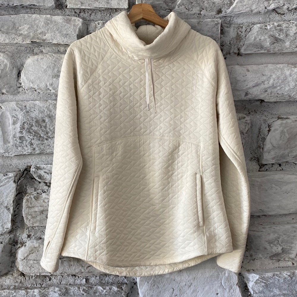 Marmot | Quilted Cowl Neck Pullover | Sz Large | Women’s | Pockets | Cream White